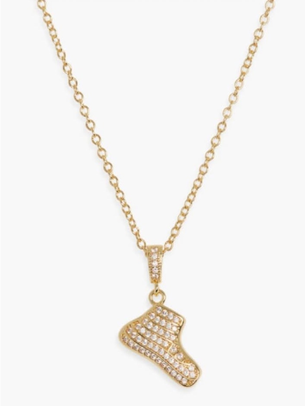 NWB Leith Pavé CZ Sneaker Pendant Necklace Gold MRSP $38